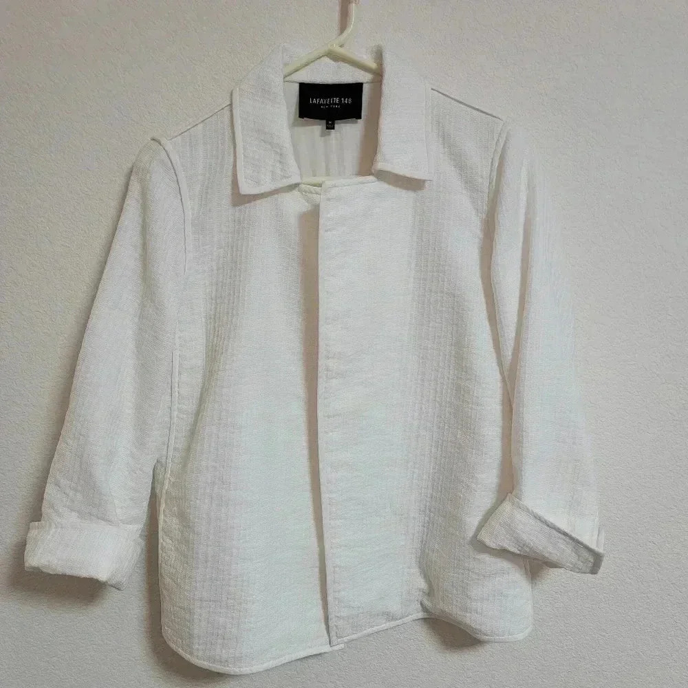 Lafayette 148 New York White Open Front Jacket